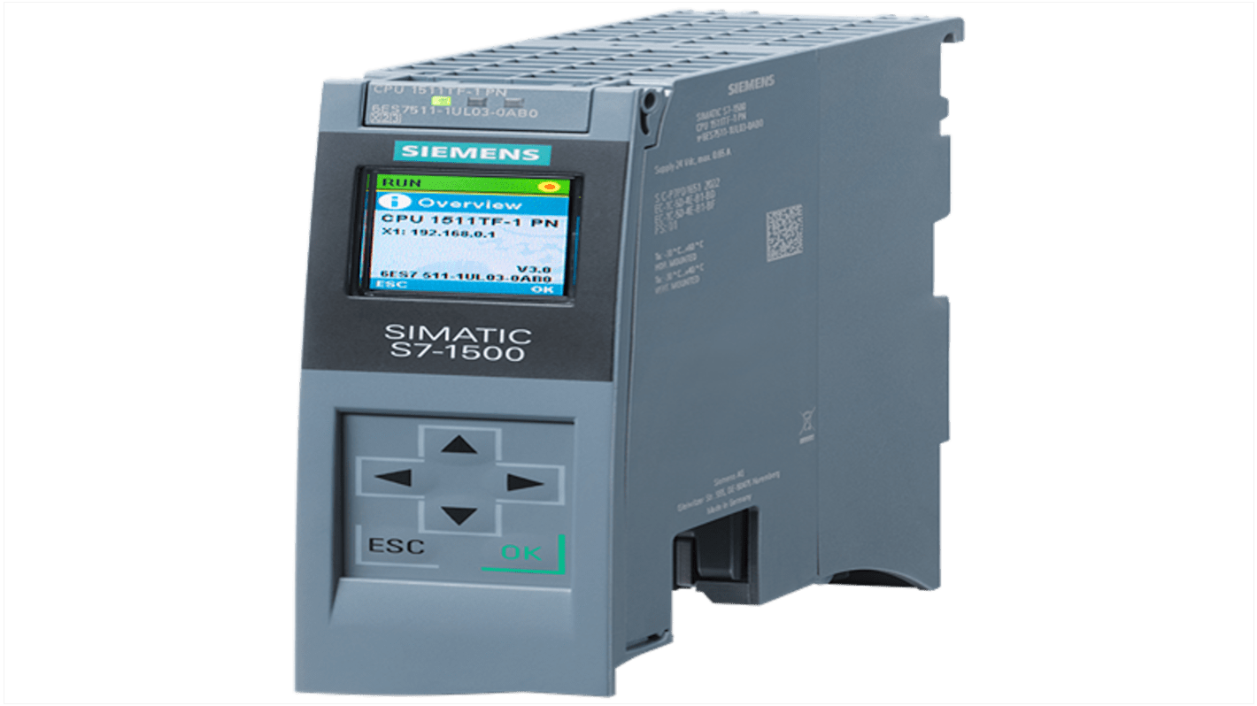 CPU PLC Siemens 6ES7511-1UL03-0AB0 SIMATIC S7-1500T, 450 KB RAM, 1,5 MB memoria dati, interfaccia PROFINET IRT.