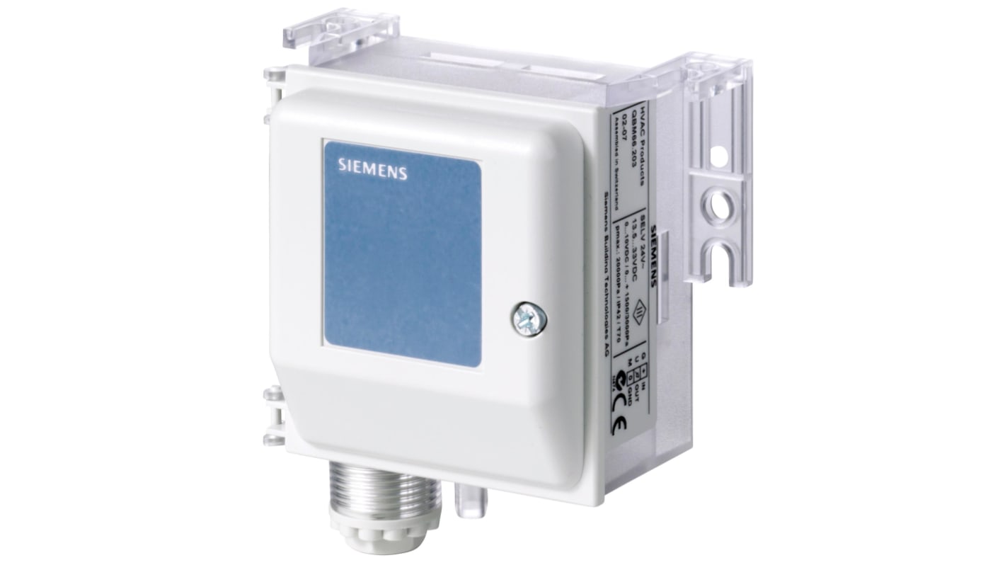 Sensore di pressione differenziale Siemens S55720-S245, lettura da 0 a 500Pa, progettato per applicazioni industriali.
