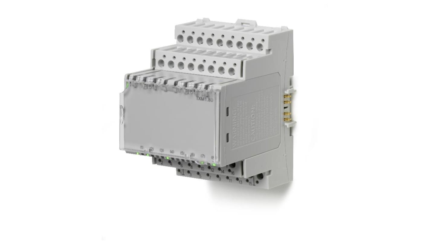 Modulo di ingresso digitale Siemens BPZ:TXM1.8D con otto ingressi, LED a tre colori, alimentazione 22,5-26 V dc.