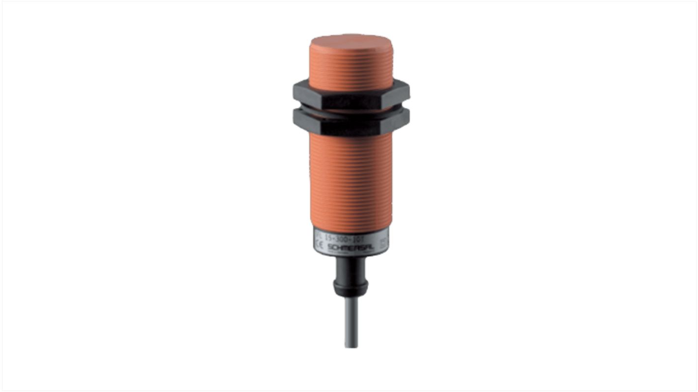 Sensore di prossimità induttivo cilindrico Schmersal IFL 15-300-01T, design M30, rilevamento 15 mm, IP67, alimentazione 10-30 V CC.