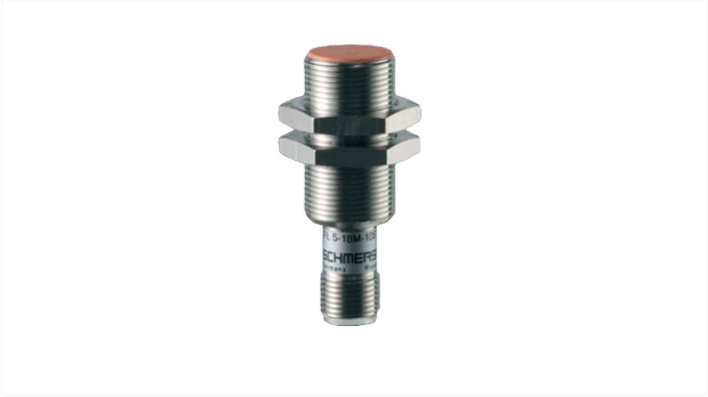 Sensore di prossimità induttivo cilindrico Schmersal IFL 5-18M-10STP, tecnologia PNP, gamma di rilevamento 5 mm, IP67.