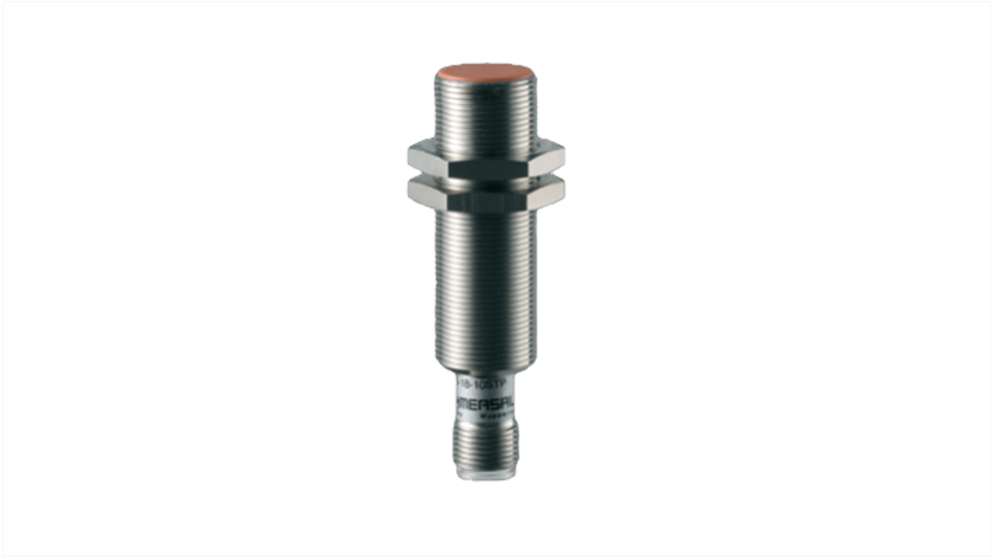 Sensore di prossimità induttivo cilindrico Schmersal IFL 5-18-01STP, tecnologia PNP, gamma di rilevamento 5 mm, grado di protezione IP67.