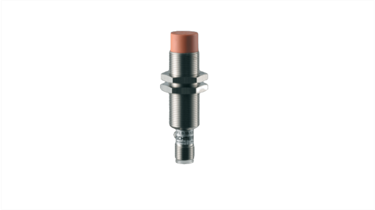 Sensore di prossimità induttivo cilindrico Schmersal IFL 8-18-01STP, PNP, M8, 8 mm, IP67, ottone nichelato, 10-30 V CC.