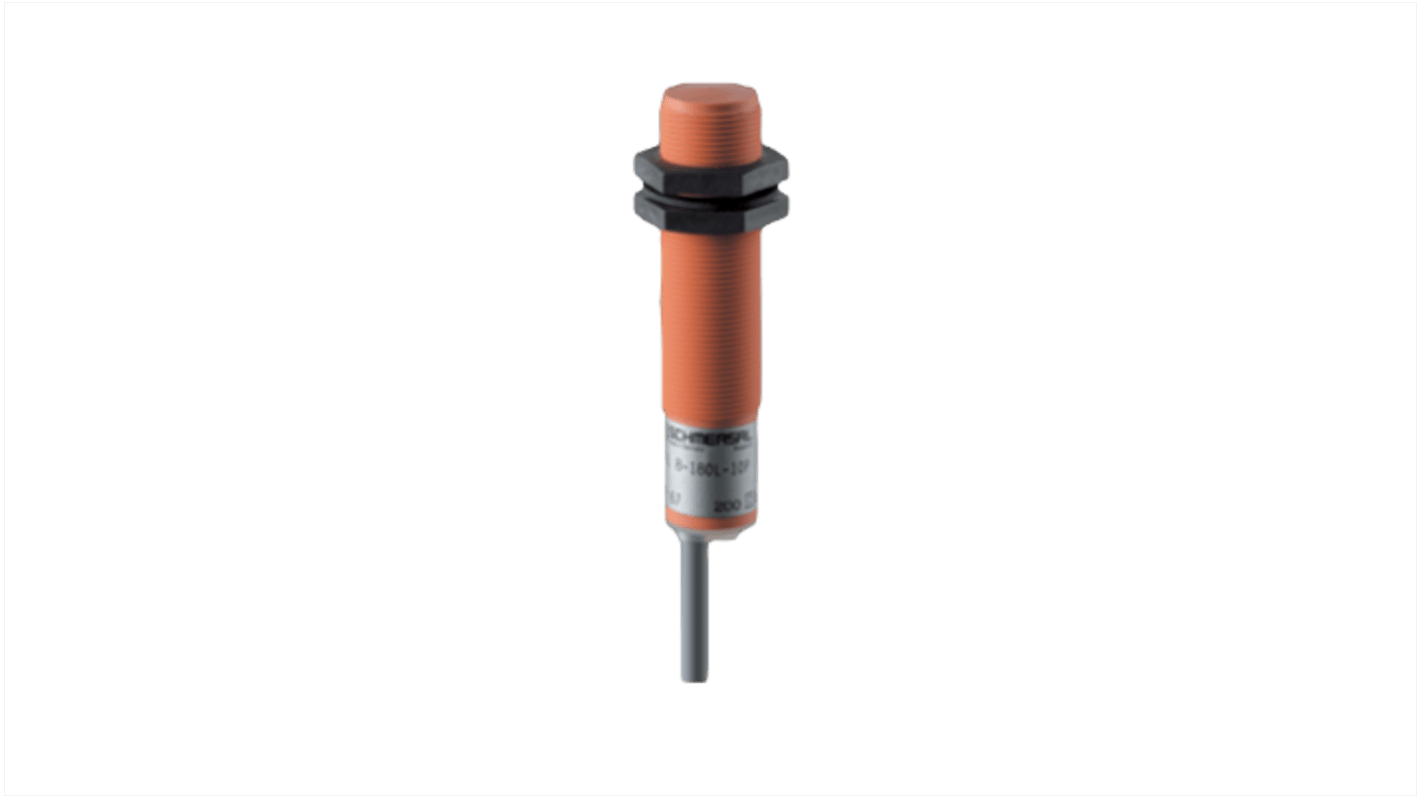 Sensore di prossimità induttivo cilindrico Schmersal IFL 8-180L-10N, tecnologia NPN, rilevamento 8 mm, alimentazione 10-30 V CC, grado di protezione IP67.