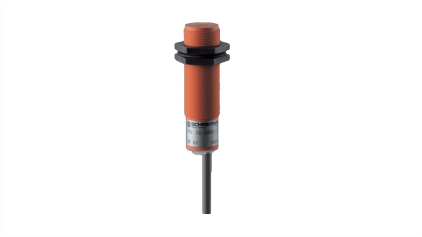 Sensore di prossimità induttivo cilindrico Schmersal IFL 10-180L-11P, tecnologia PNP, rilevamento 10 mm, custodia IP67.