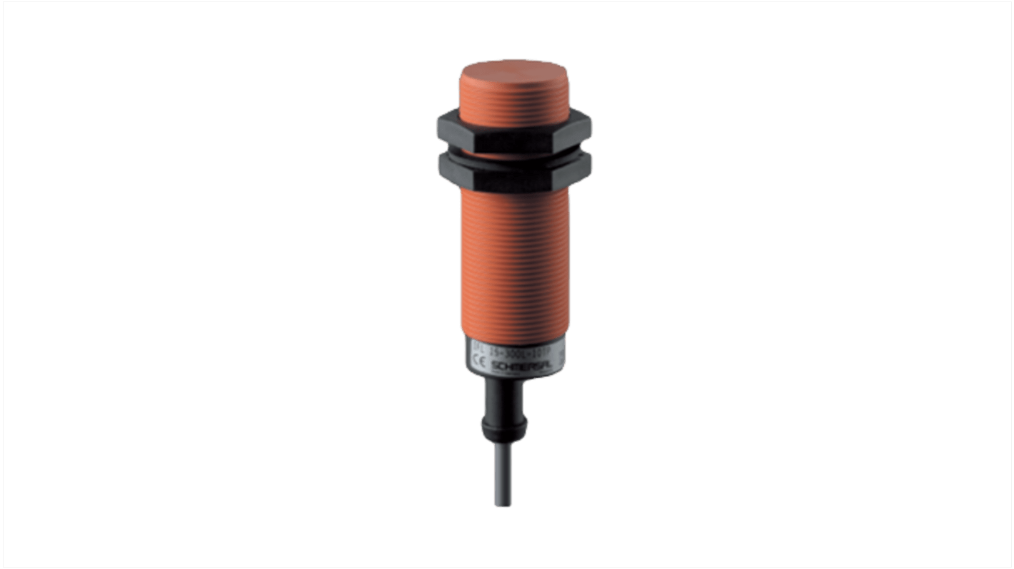 Sensore di prossimità induttivo cilindrico Schmersal IFL 15-300L-10TP, design M30, rilevamento 15 mm, IP67, alimentazione 15-250 V ac.