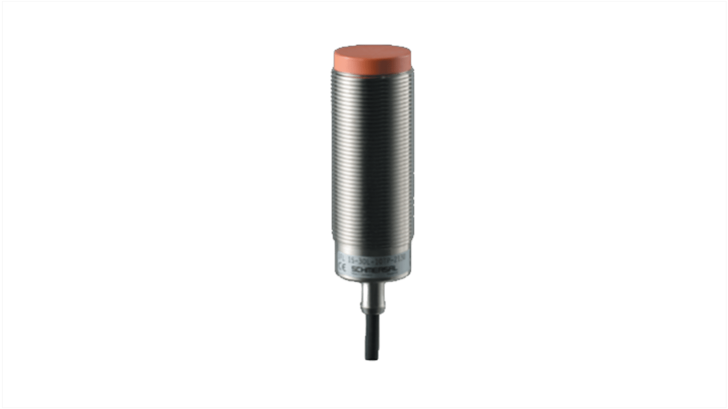 Sensore di prossimità induttivo cilindrico Schmersal IFL 15-30L-10TP-2130, PNP, M30 x 1.5, rilevamento 15 mm, custodia metallica, IP67.