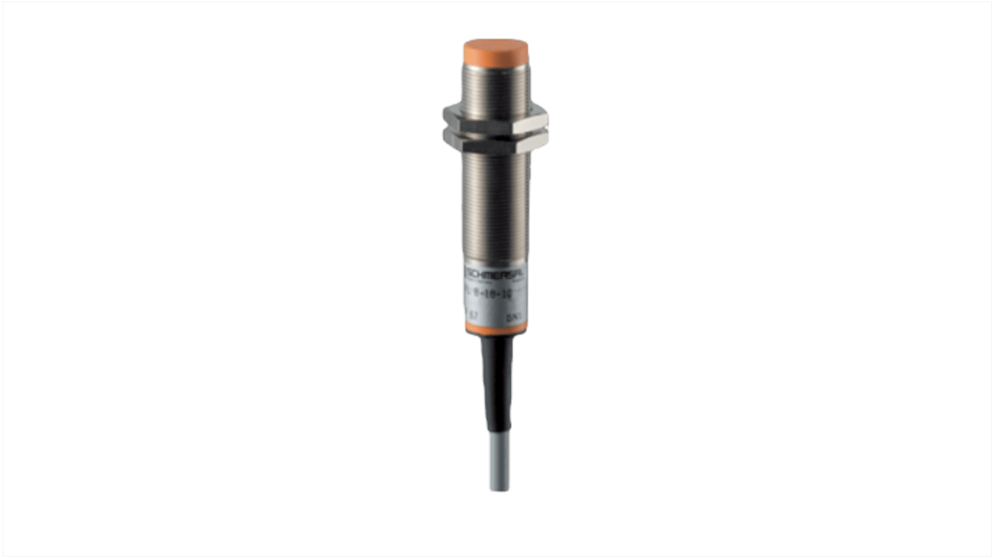 Schmersal IFL 8-18-10, sensore induttivo cilindrico M8, rilevamento 8 mm, uscita digitale, IP67, alimentazione 10-30 V CC.