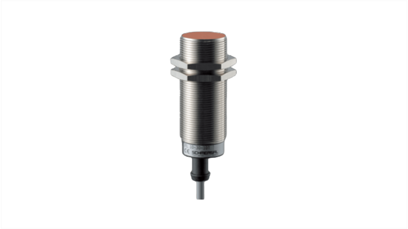 Sensore di prossimità induttivo cilindrico Schmersal IFL 10-30-10T, design M30, rilevamento 10 mm, custodia metallica IP67.