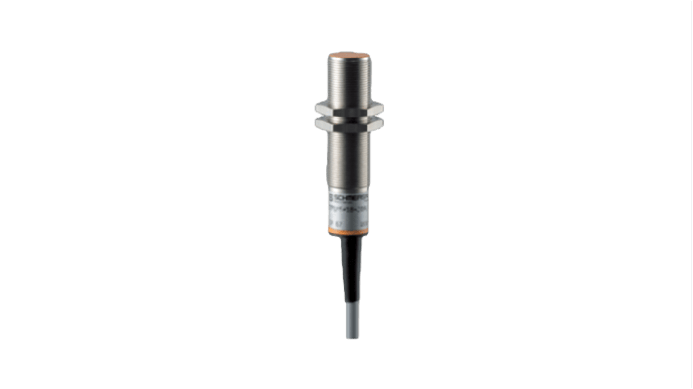 Schmersal IFL 5-18-10A, sensore induttivo cilindrico M8, rilevamento 5 mm, IP67, alimentazione 15-250 V ac, involucro in ottone.
