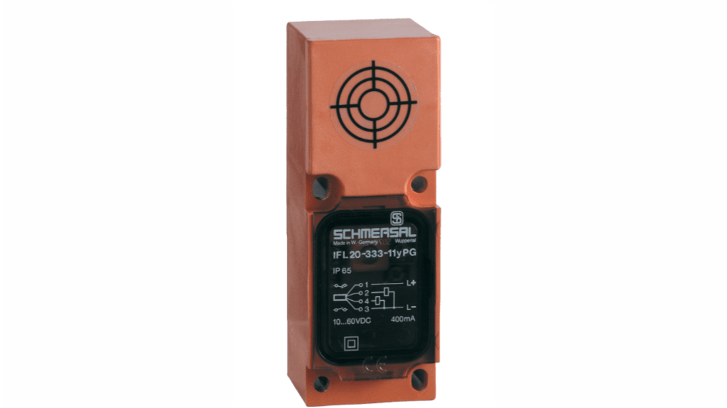 Sensore di prossimità induttivo PNP Schmersal IFL 15-333-11YPG-M20, rilevamento 15 mm, alimentazione 10-60 V dc, IP65.