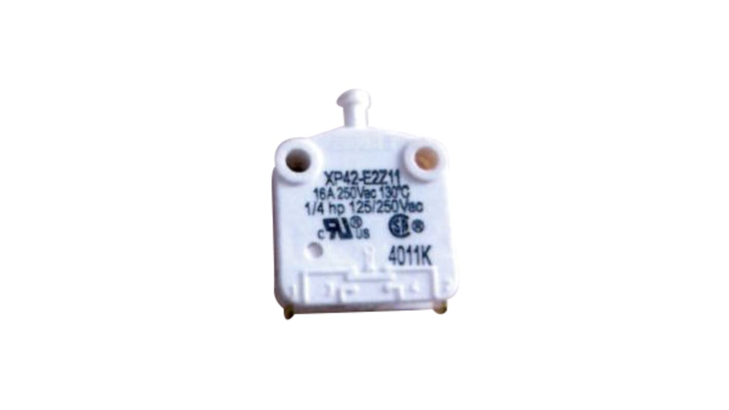 Microinterruttore SPDT Saia-Burgess XP2Z11, corrente 16 A, tensione 400 VCA, dimensioni 30 x 32 x 12 mm, protezione IP40.
