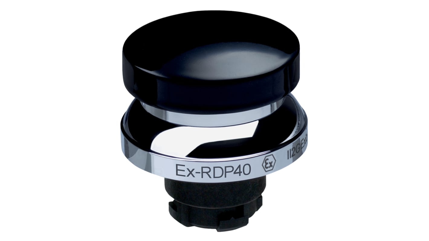 Attuatore pulsante instabile Schmersal EX-RDP40SW, diametro di montaggio 22,3 mm, forma a fungo, colore nero, certificato IECEx.