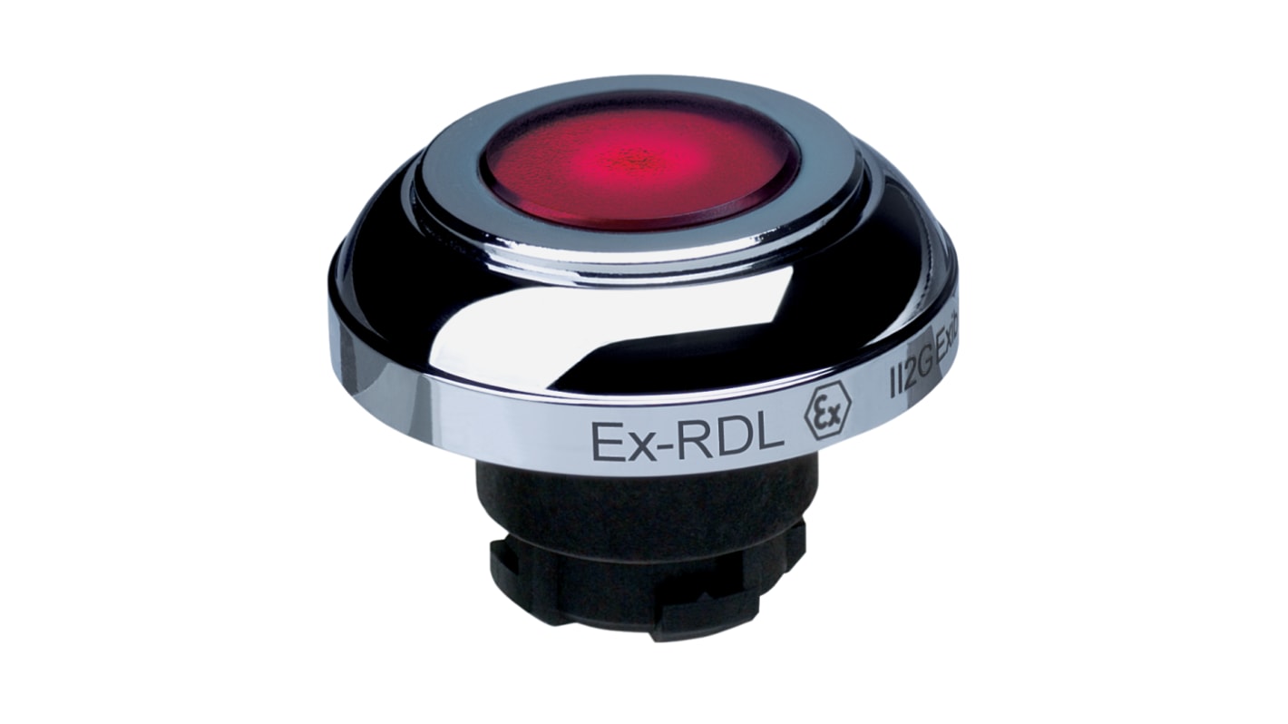 Attuatore pulsante instabile Schmersal EX-RDL, diametro di montaggio 22,3 mm, colore rosso, illuminato, certificato IECEx.