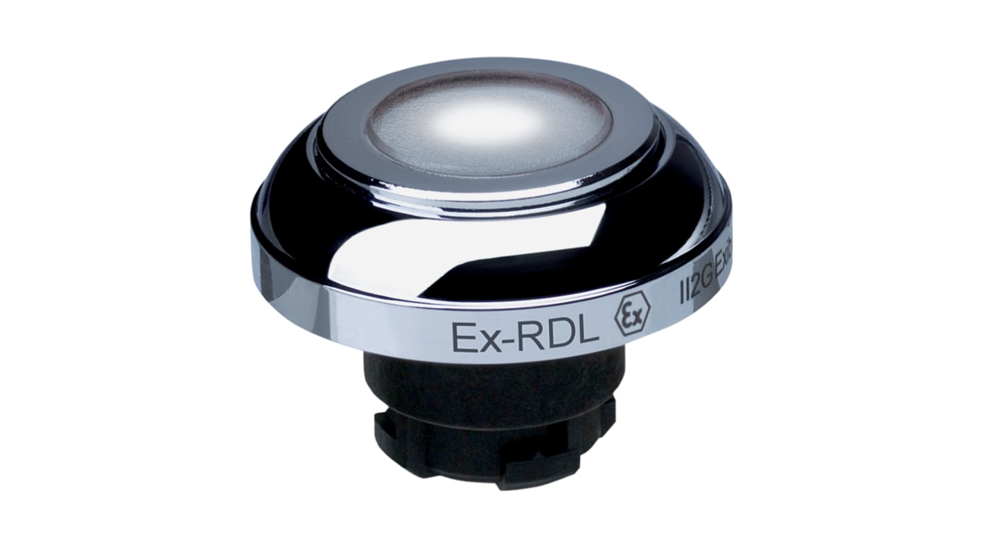 Attuatore pulsante instabile Schmersal EX-RDL, diametro di montaggio 22,3 mm, illuminato, testa a fungo, certificato IECEx.