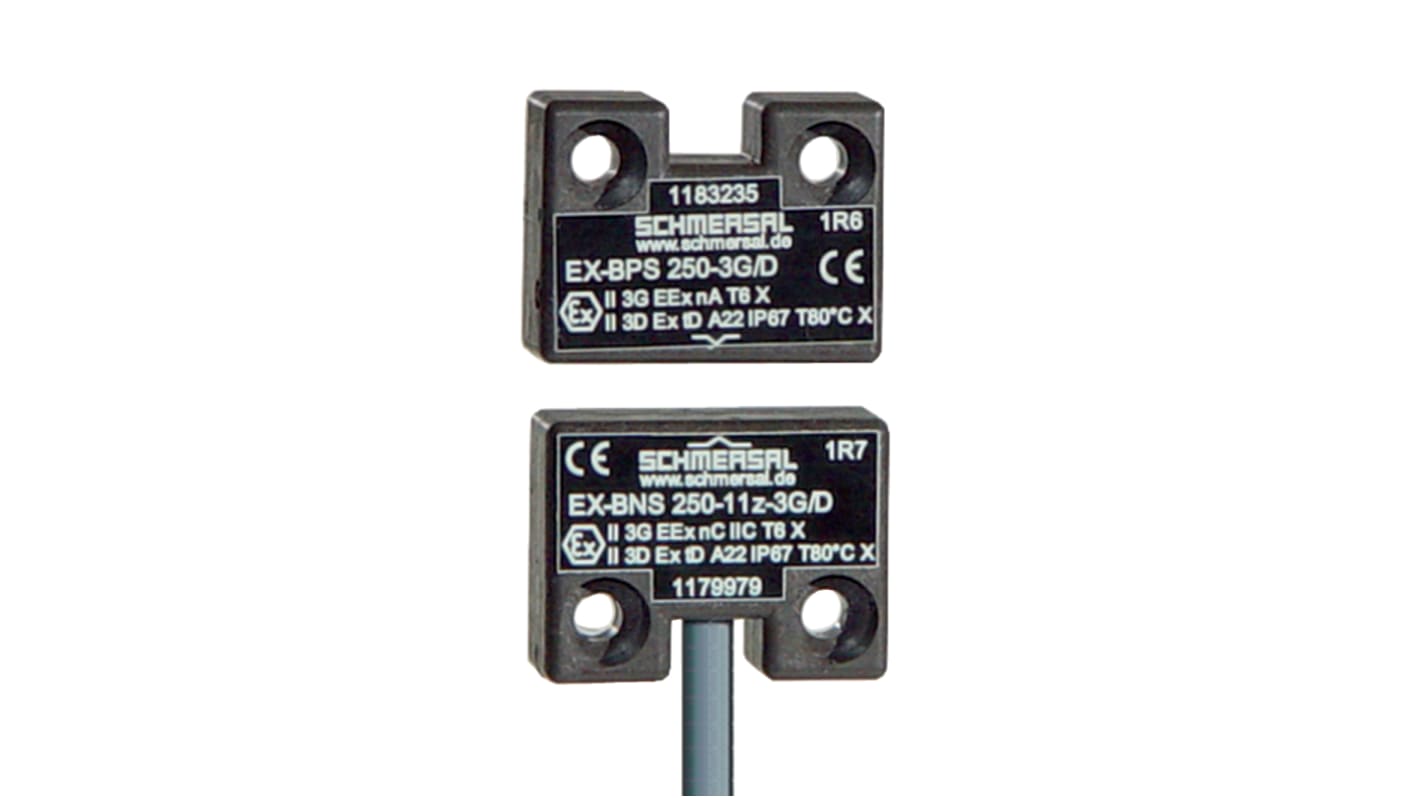 Interruttore di sicurezza Schmersal EX-BNS 250-11Z-3GD, senza contatto, 24V cc, custodia in termoplastico, protezione IP67, attuatore magnetico.