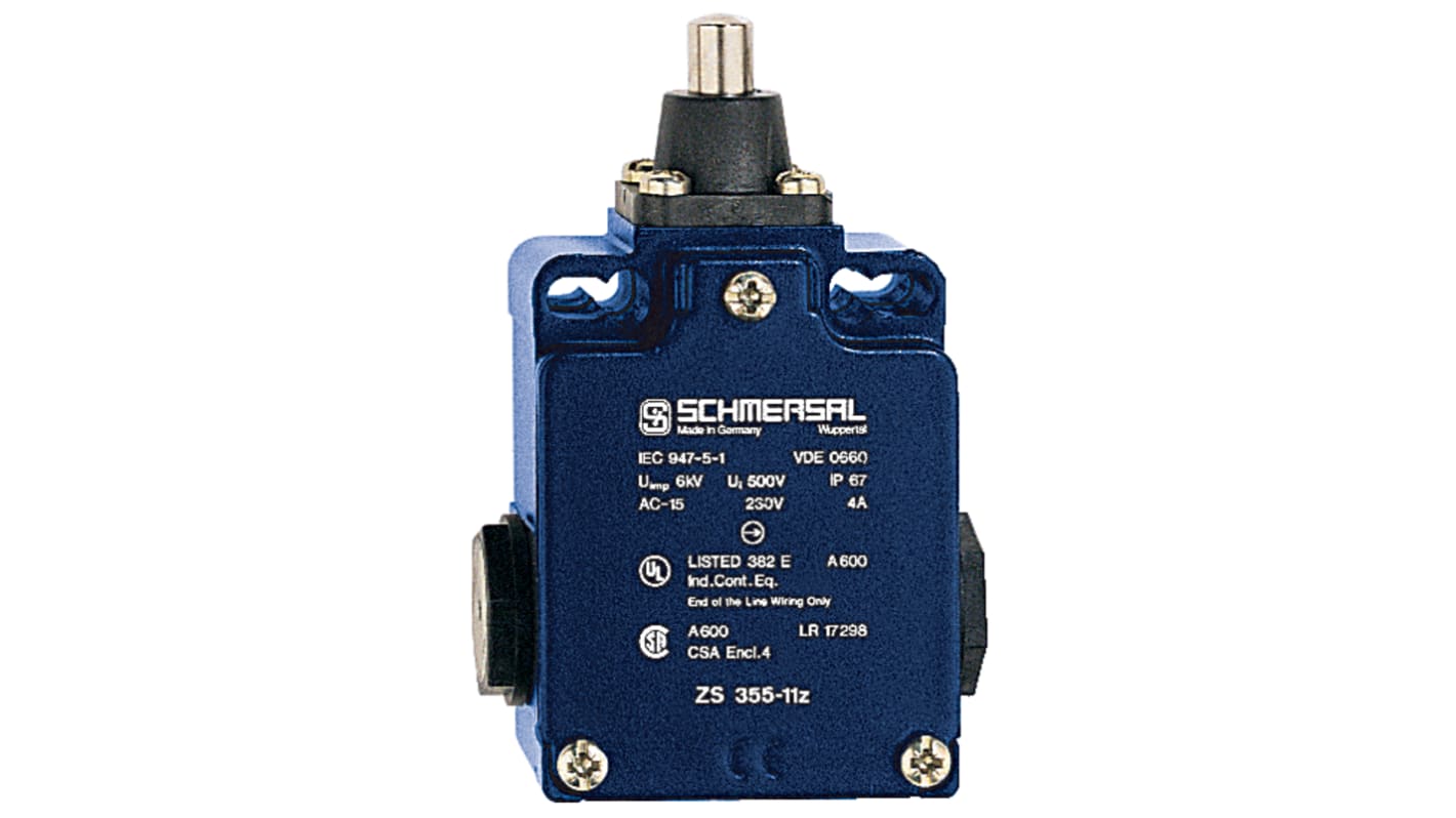 Interruttore di interblocco di sicurezza Schmersal EX-TS 355-12Z-3G/D, grado di protezione IP65, 4A, 230V, custodia in lega pressofusa.