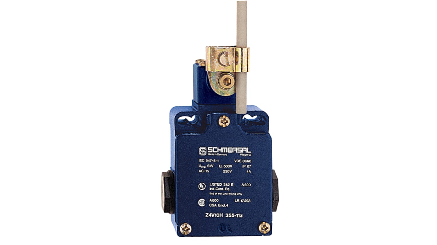 Interruttore di interblocco di sicurezza Schmersal EX-Z4V10H, 2NC, 230V ca, 4A, grado di protezione IP67, contenitore in lega pressofusa.