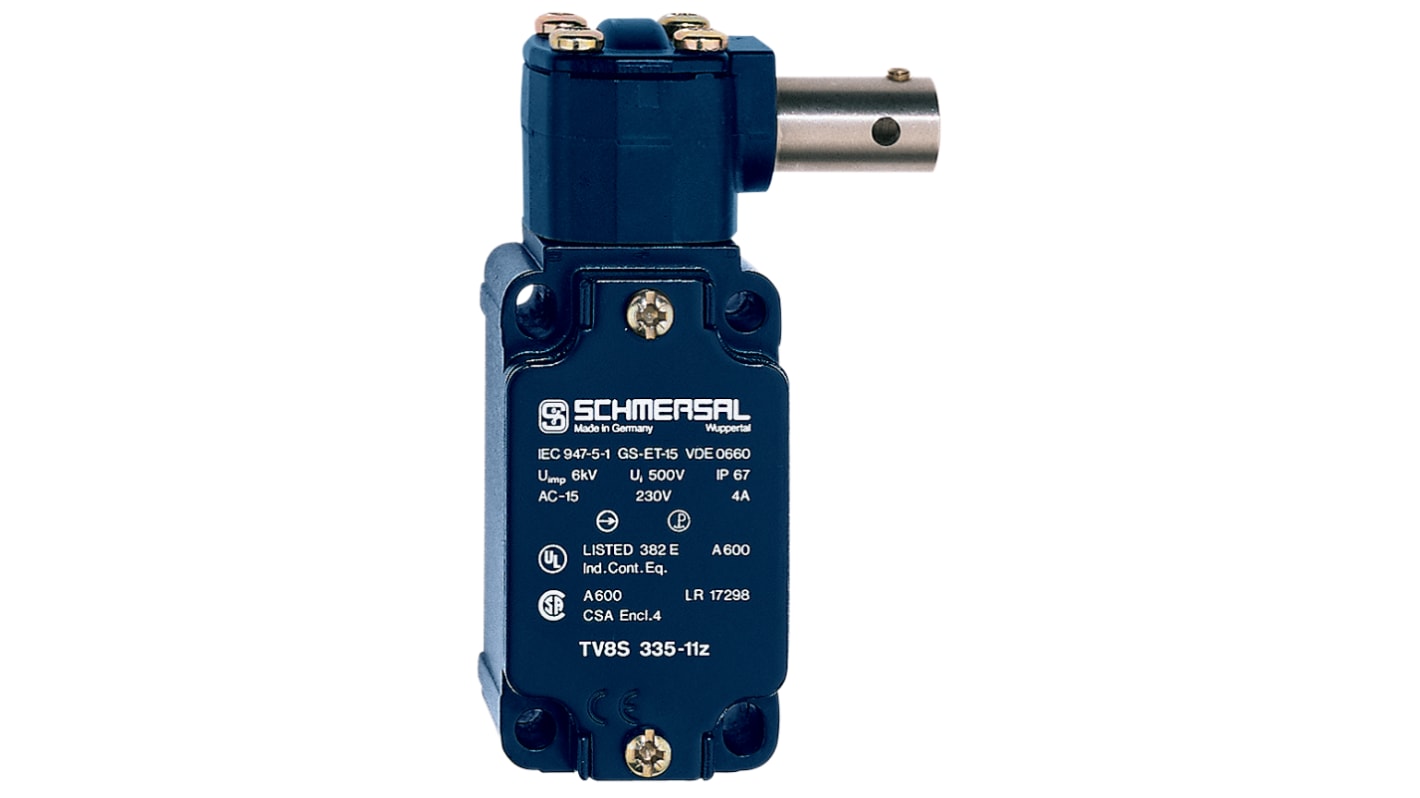 Interruttore di interblocco di sicurezza Schmersal EX-TV10S, 2 contatti NC, IP65, contenitore in zinco, protezione antiesplosione.