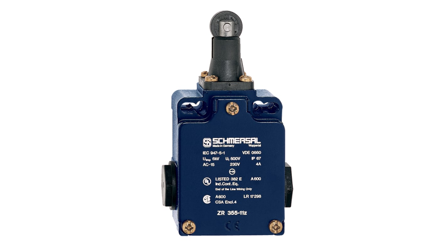Interruttore di interblocco di sicurezza Schmersal EX-TR 355-12Z-3G/D, 230V, IP65, con 2 contatti di sicurezza e protezione antiesplosione.