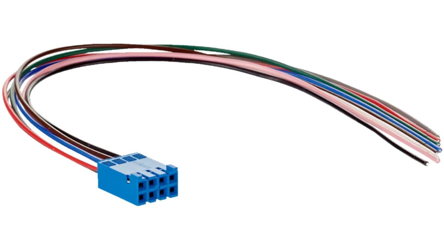 Cavo e connettore Sick DOL-0B08-G0M2XB1 per sensori, lunghezza 200 mm, connettore femmina M26 a 12 pin, conduttori volanti, temperatura operativa -30/+115 °C.