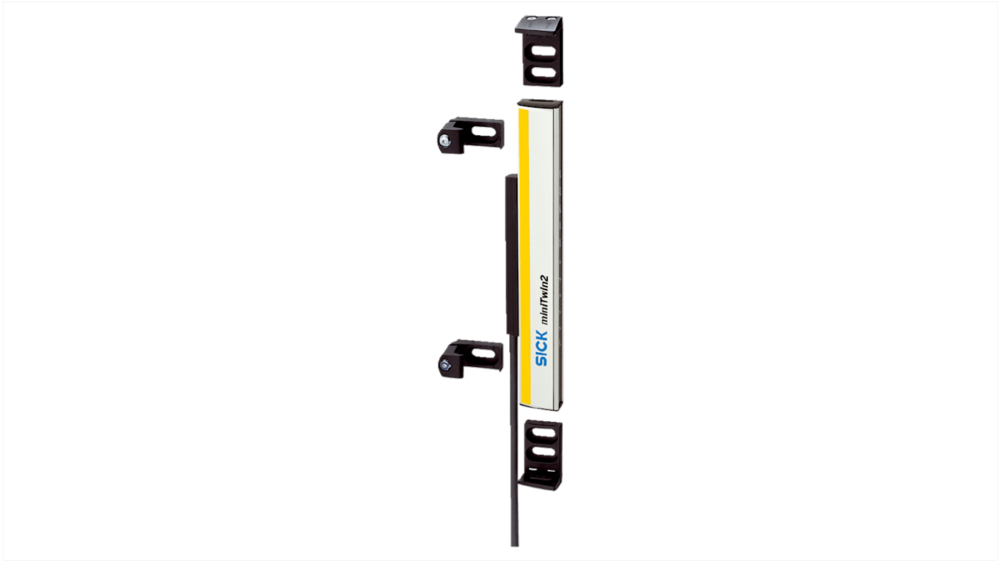 Barriera fotoelettrica Sick C2MT-03014BBC03DE0, compatta, risoluzione 14mm, altezza protezione 300mm, distanza 6-8m.