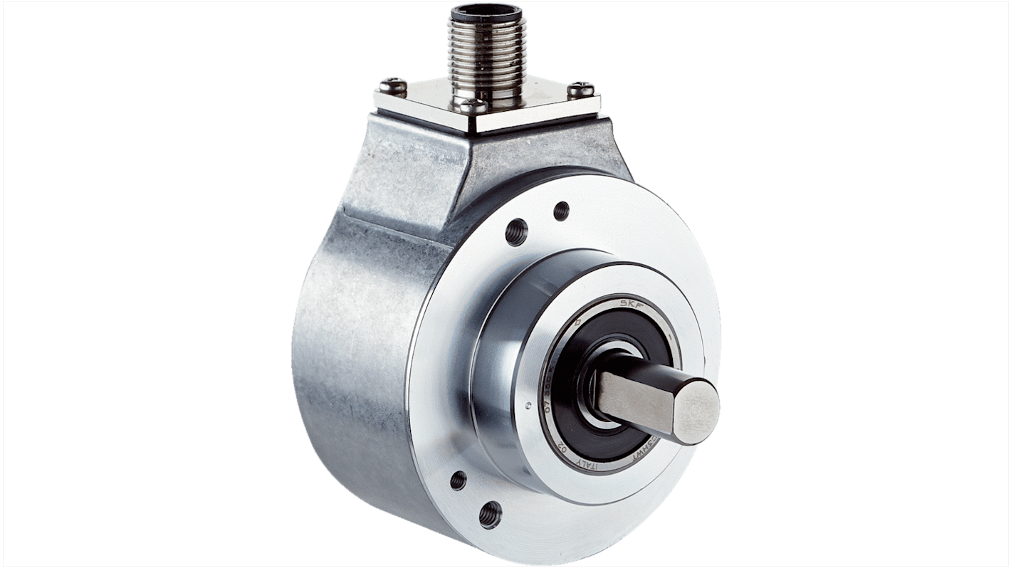 Encoder incrementale Sick DBS60E-S4CC01000, 1000 impulsi/giro, montaggio a flangia, diametro albero 8 mm, IP65.