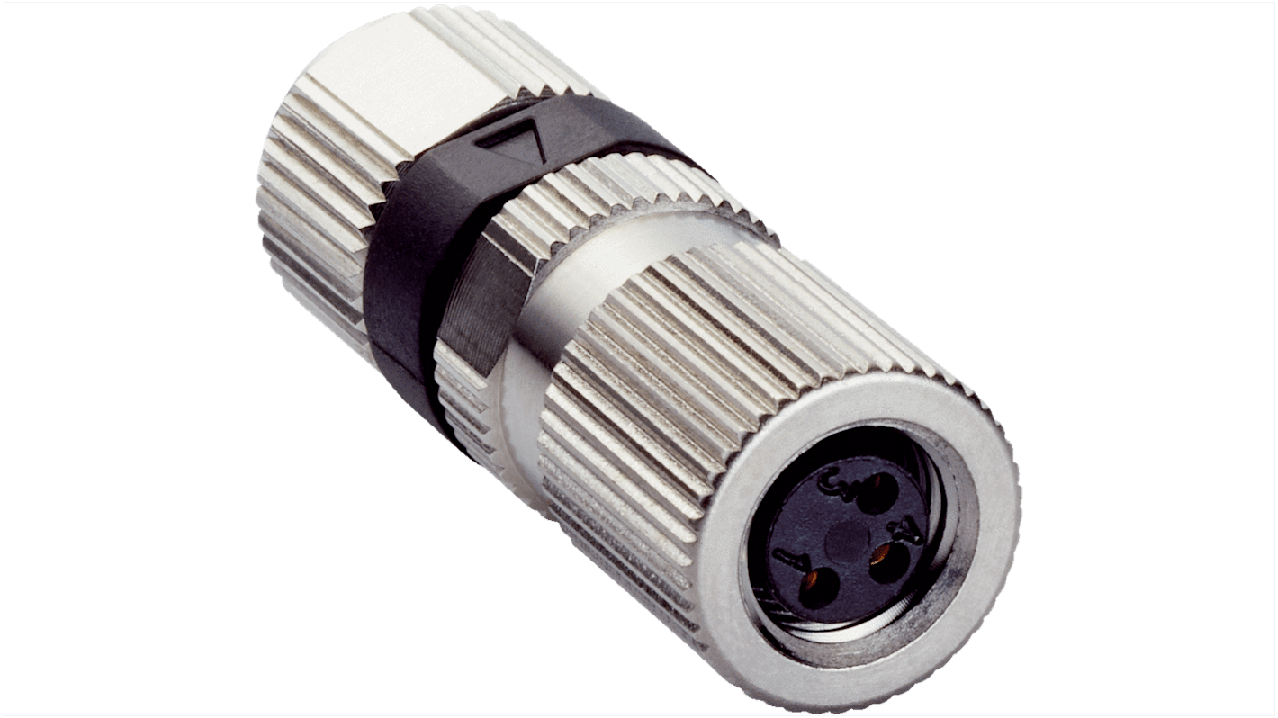 Connettore di potenza femmina SICK, montaggio su cavo, 3 pin, IP68, per tensione 60 V e corrente 4 A.