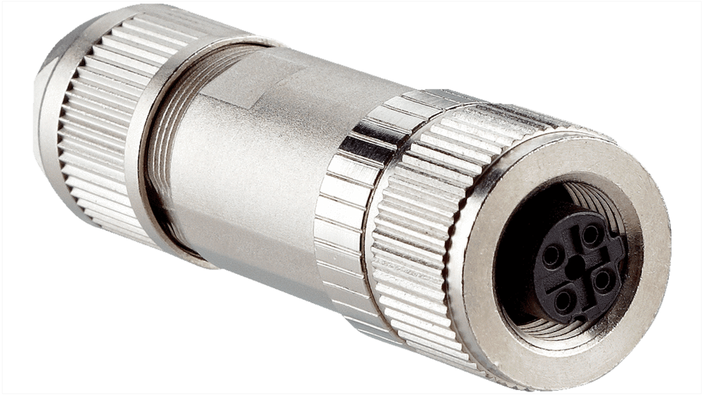 Connettore di potenza femmina SICK DOS-1204-GE, 4 pin, montaggio su cavo, corrente 1.75A, tensione 60V, temperatura -40/+85°C.