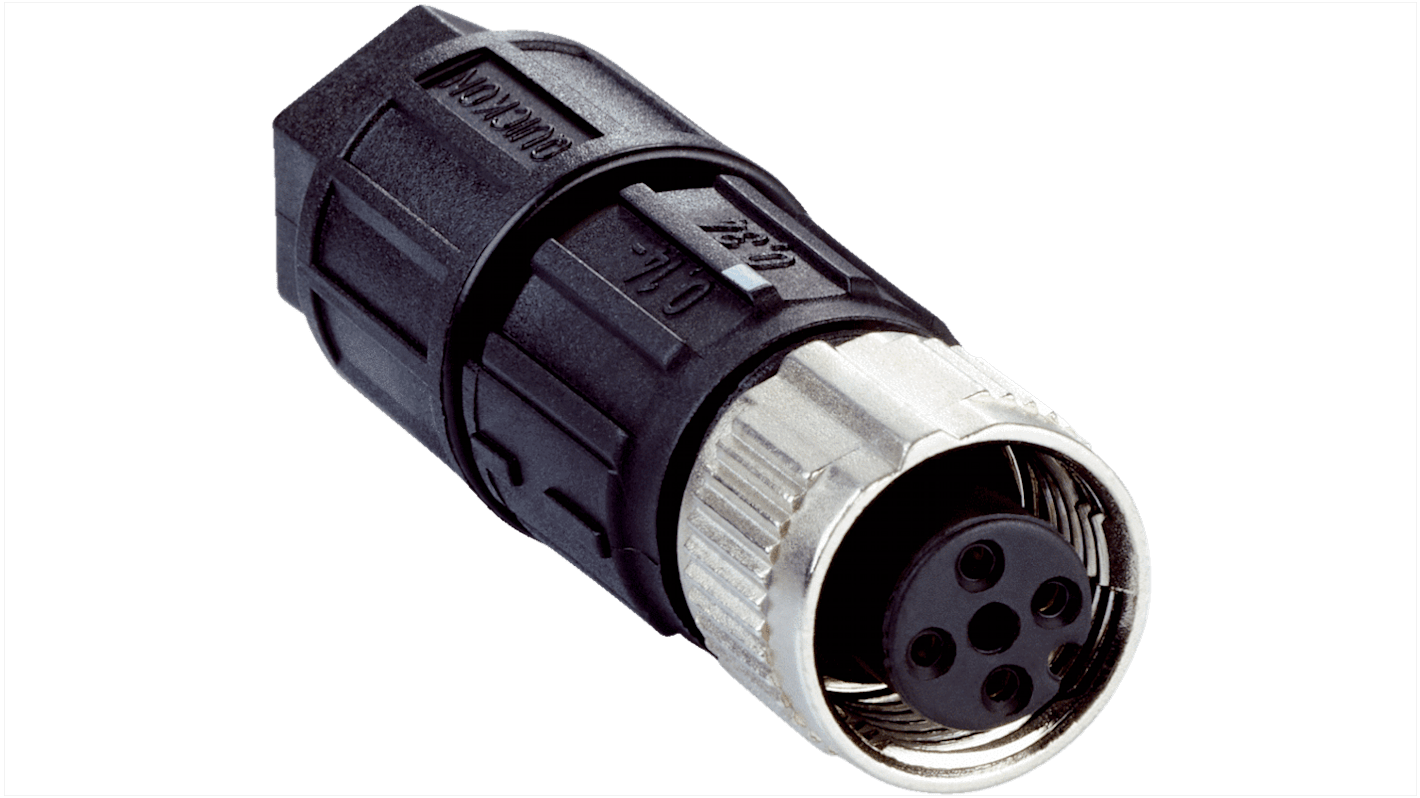 Connettore di potenza femmina SICK DOS-1204-GQU6, 4 pin, montaggio su cavo, grado di protezione IP65/IP67, temperatura -25°C/+80°C.