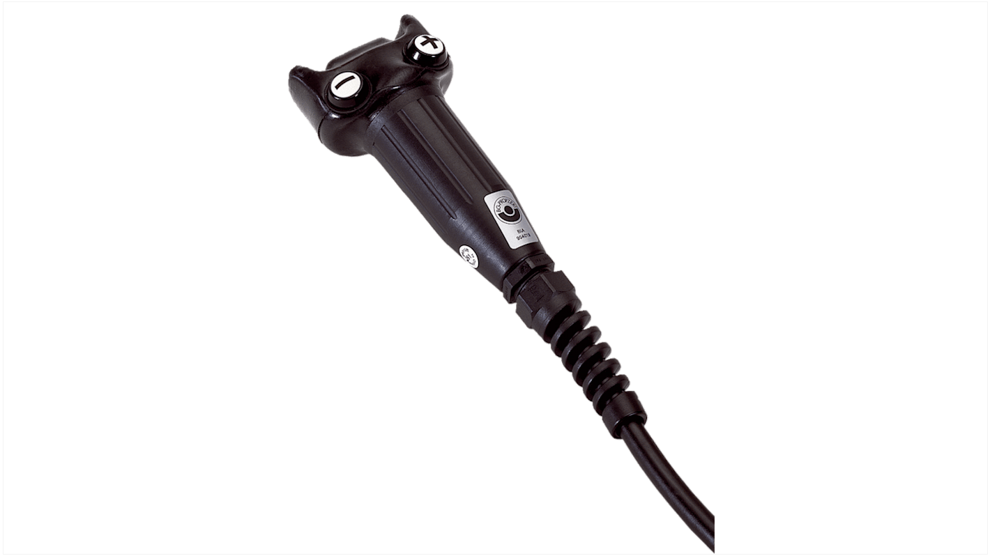 Interruttore di abilitazione di sicurezza Sick E100-B2A22S05A, 2NC/2NO, 24V cc, IP65, dimensioni 132x63x40.5mm.