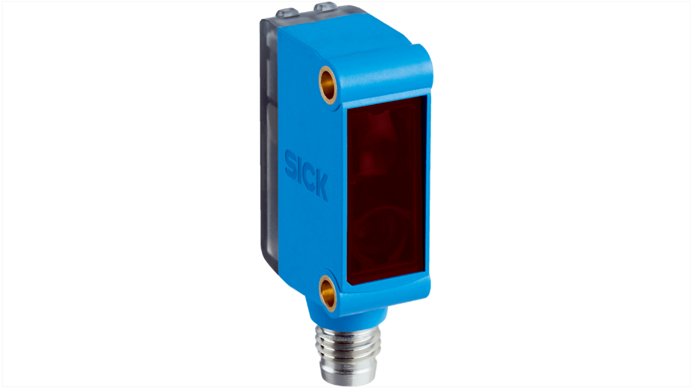 Sensore fotoelettrico rettangolare Sick GE6-P4021S74, rilevamento fino a 14,5 m, montaggio a pannello, grado di protezione IP67.