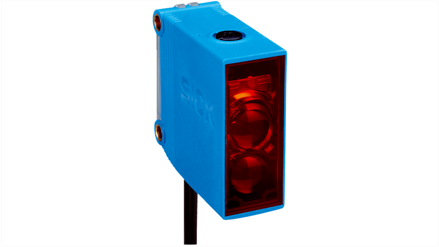 Sensore fotoelettrico rettangolare Sick GL10-03811S01 a retroriflessione, rilevamento fino a 15 m, montaggio a pannello, IP67.