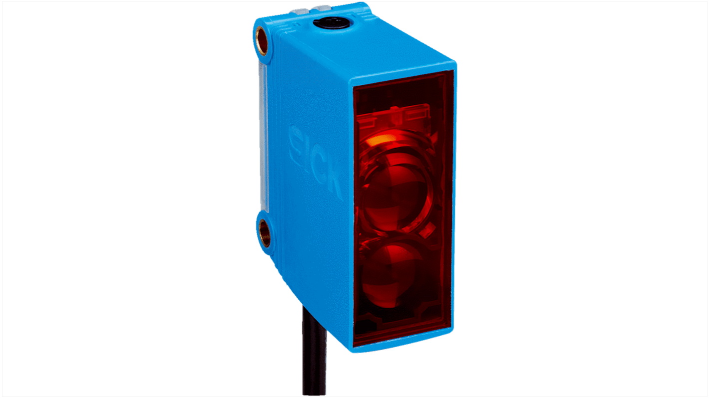 Sensore fotoelettrico rettangolare Sick GL10-N1111 a retroriflessione, rilevamento fino a 15 m, montaggio a pannello, IP67.