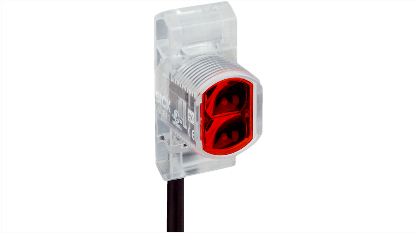 Sensore fotoelettrico rettangolare Sick ZLD18-BFZ4B8, a retroriflessione, rilevamento fino a 5 m, montaggio a pannello, IP67.