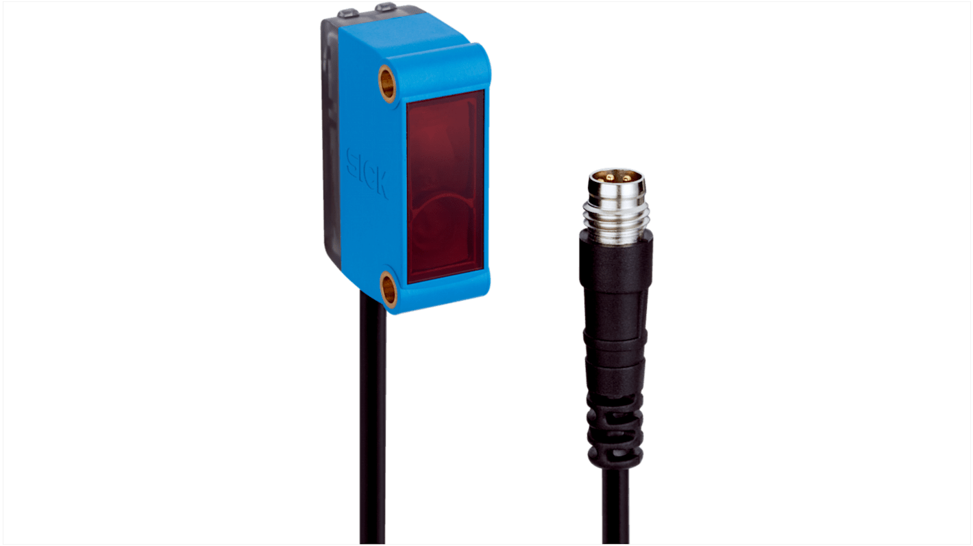 Sensore fotoelettrico rettangolare Sick GL6-P0511S76 a retroriflessione, gamma di rilevamento 6 m, montaggio a pannello, IP67.