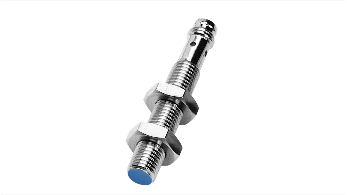 Sensore di prossimità induttivo cilindrico Sick IM08-1B5NS-ZT1, NPN, M8, rilevamento 1,5 mm, IP67, -25/+70 °C. Montaggio a filo.