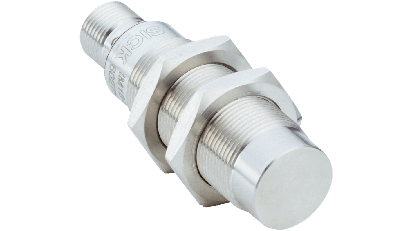 Sensore di prossimità induttivo cilindrico Sick IM18-20NNS-NC1, M18 x 1, uscita NPN, rilevamento fino a 20 mm, IP68/IP69K.
