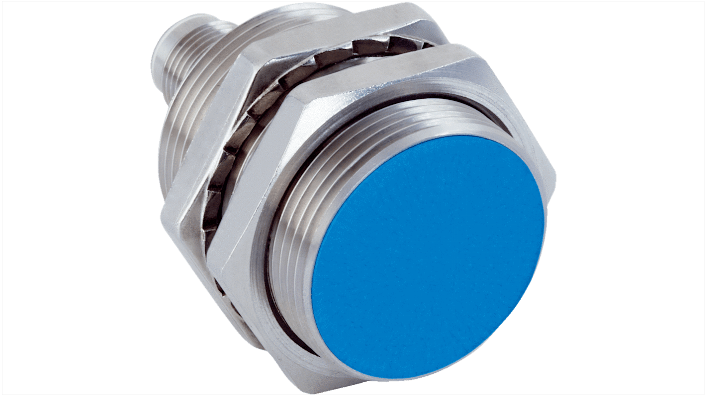 Sensore di prossimità induttivo cilindrico PNP Sick IMB30-15BPOVC0K, M30, rilevamento 15 mm, IP68/IP69K, montaggio a filo.