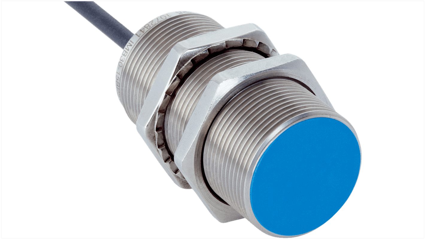 Sensore di prossimità induttivo cilindrico Sick IMB30-15BPPVU6S, M30 x 1.5, uscita PNP, rilevamento 15 mm, IP68/IP69K.