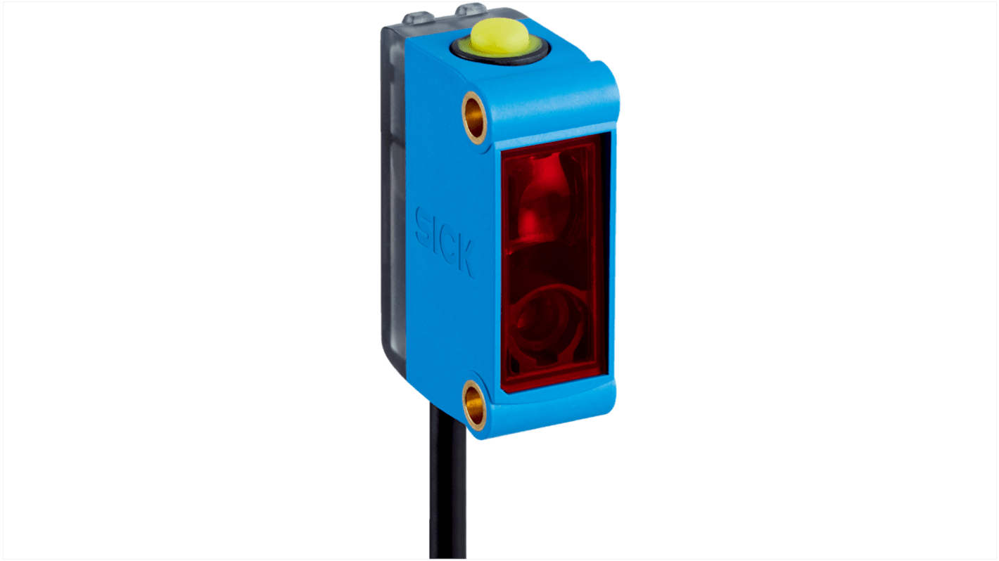 Sensore di contrasto laser rosso Sick KTM-LP22182P, rilevamento 50 mm, uscita PNP, grado di protezione IP67, montaggio su circuito stampato.