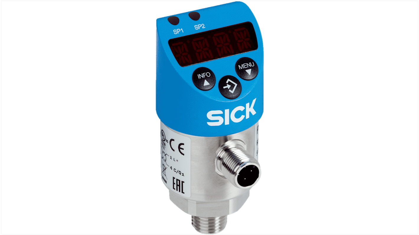 Sensore di pressione Sick PBS2-RBX60SN1SS0NMA0Z, lettura 0-0.6 bar, uscita IO-Link, NPT 1/4, IP67, acciaio inox.