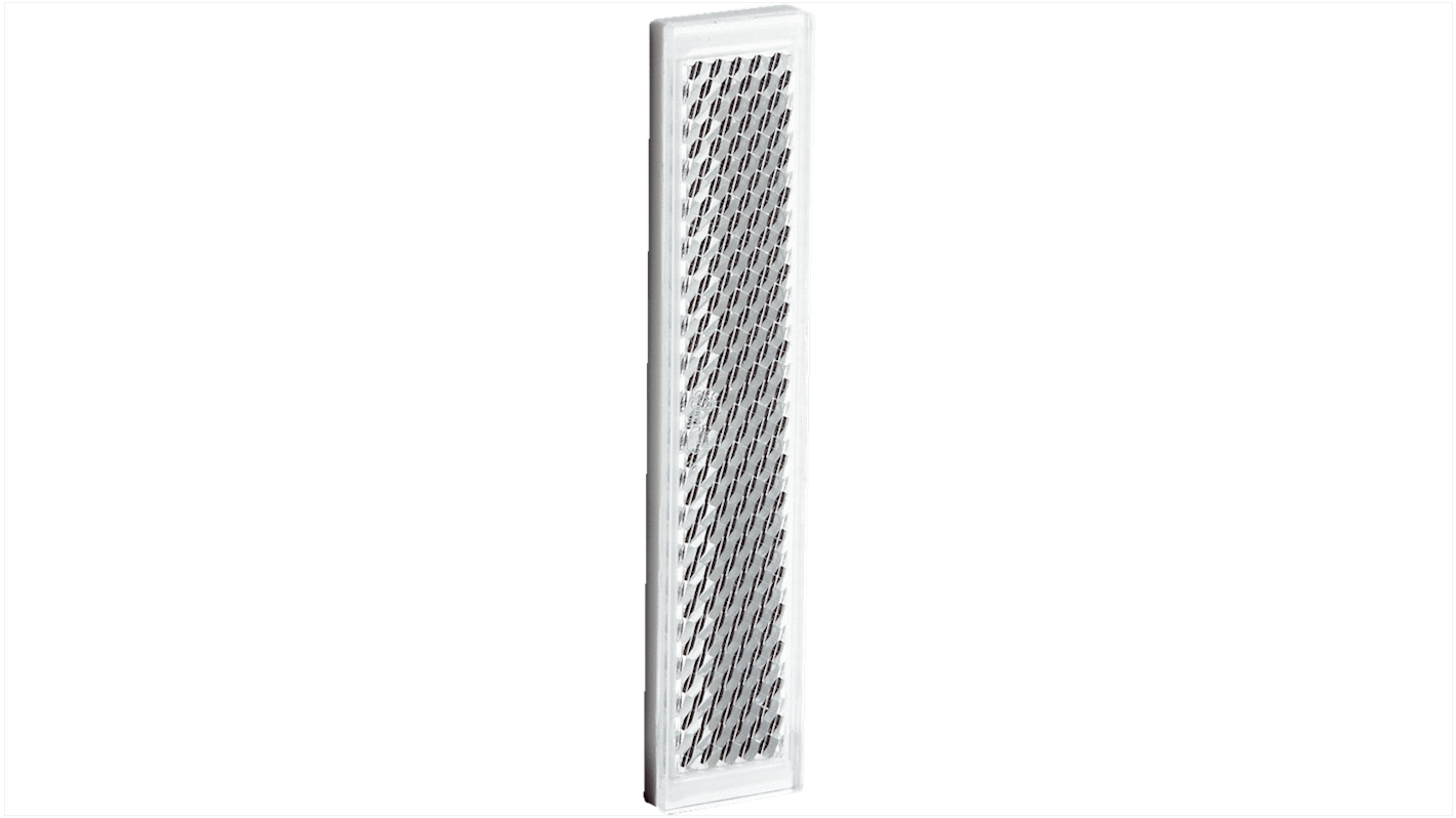 Riflettore triplo planare Sick PL15F, compatibile con sensori laser, montaggio morsettabile, operatività da -30 a +65 °C.
