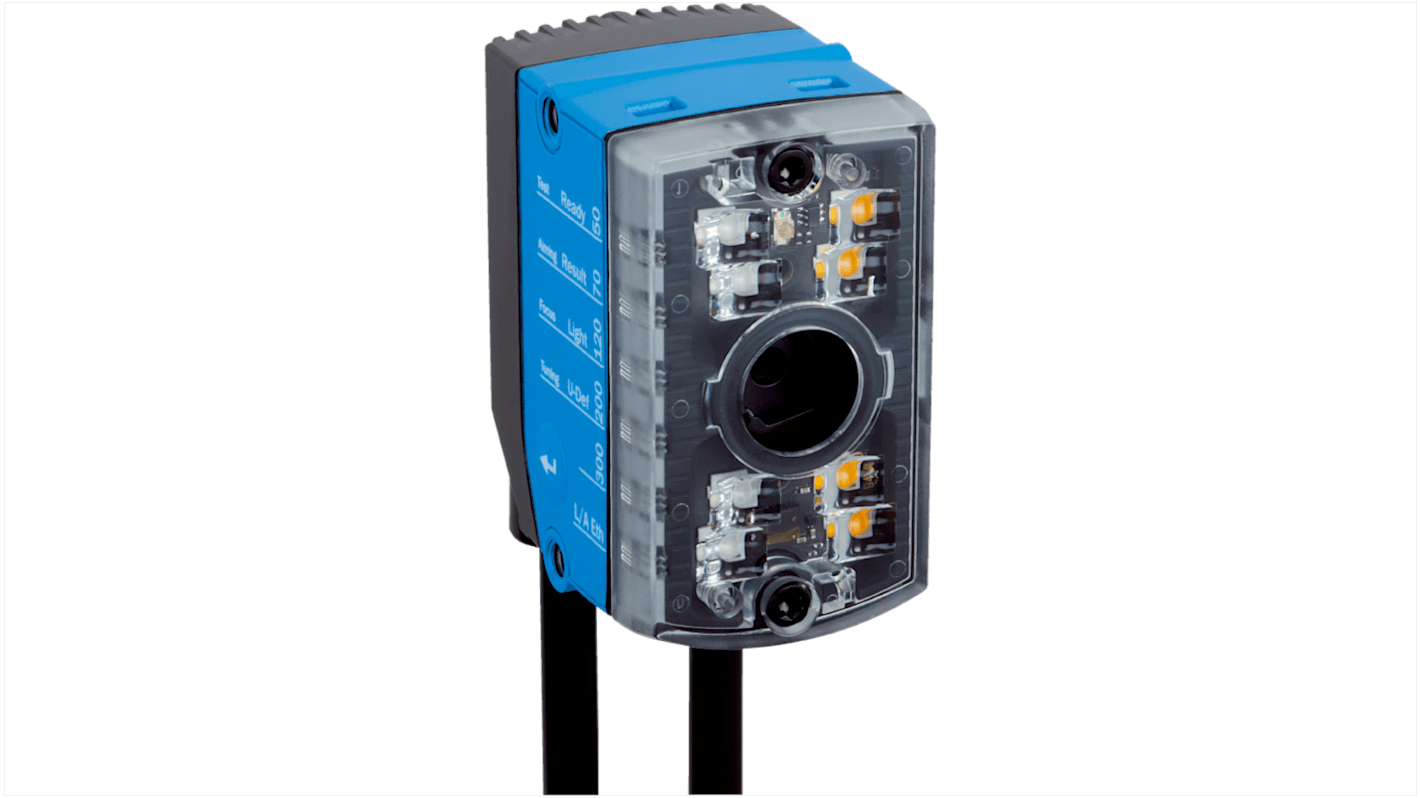 Lettore codici a barre Sick V2D611D-MMSCE4, distanza di lettura 50-300 mm, connessione Ethernet, dimensioni 50 x 40,28 x 29,6 mm.