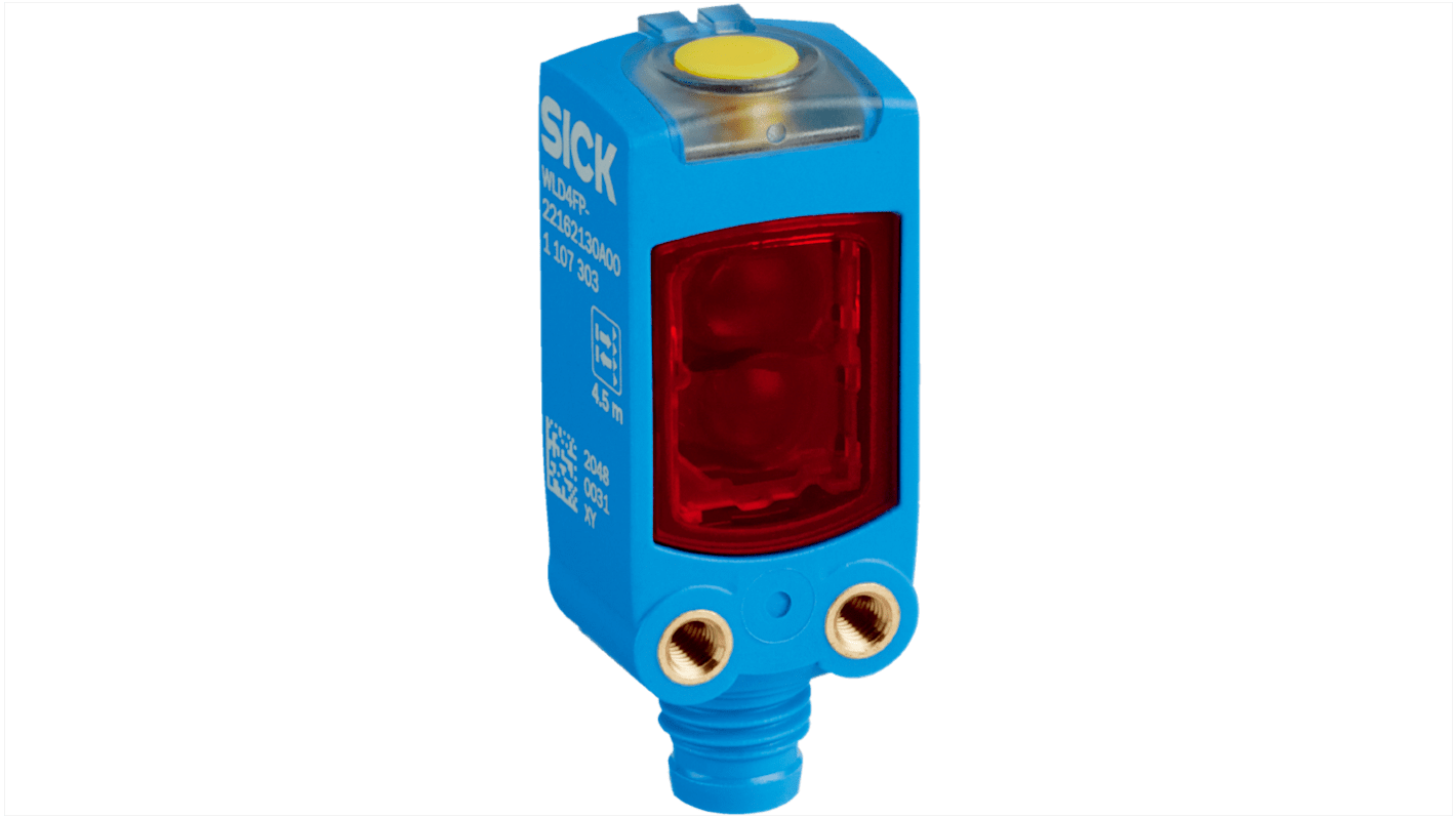 Sensore fotoelettrico rettangolare a retroriflessione Sick WLD4FP-21312130ZZZ, gamma di rilevamento 4,5 m, montaggio a pannello.
