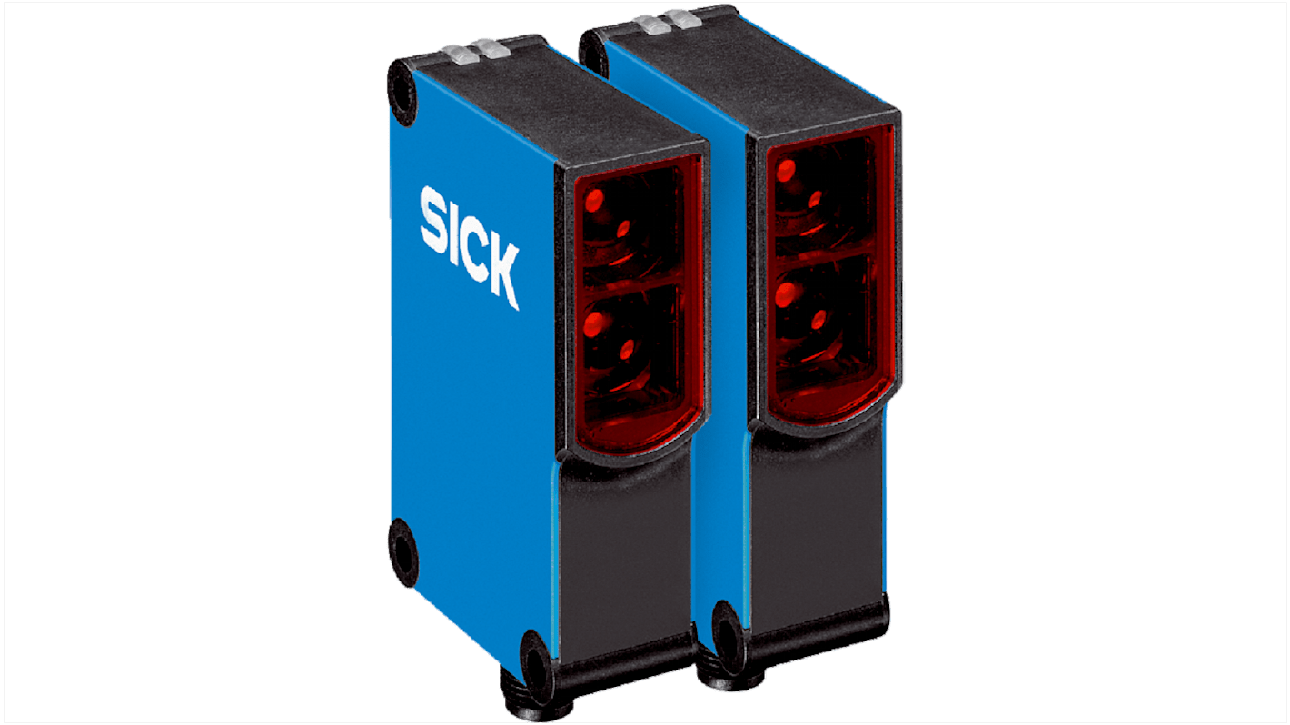 Sensore fotoelettrico rettangolare Sick WSE27-3R2631, rilevamento fino a 35 m, montaggio a pannello, grado di protezione IP65.