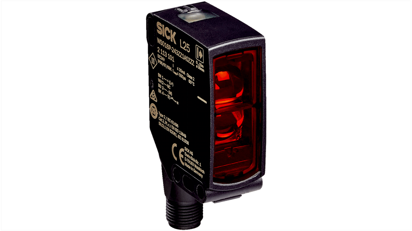 Barriera fotoelettrica Sick WSO16I-243ZZ1A0ZZZZLLZZZZZZZZ1, raggio singolo, 20 m di rilevamento, IP66/IP67/IP69K, 24 V c.c.