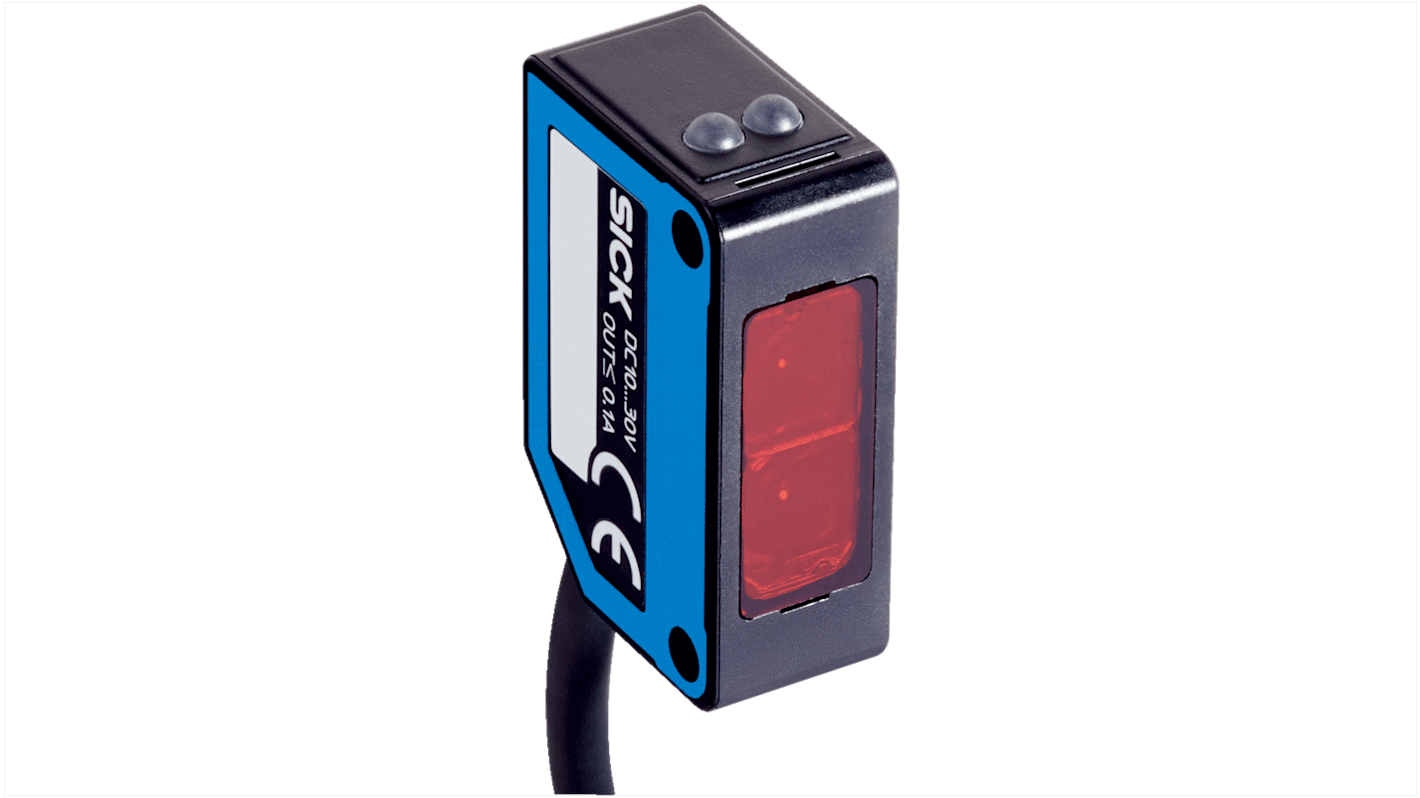 Sensore fotoelettrico rettangolare Sick WT100-2P1412S01, rilevamento 170 mm, uscita PNP, montaggio a pannello, grado di protezione IP67.