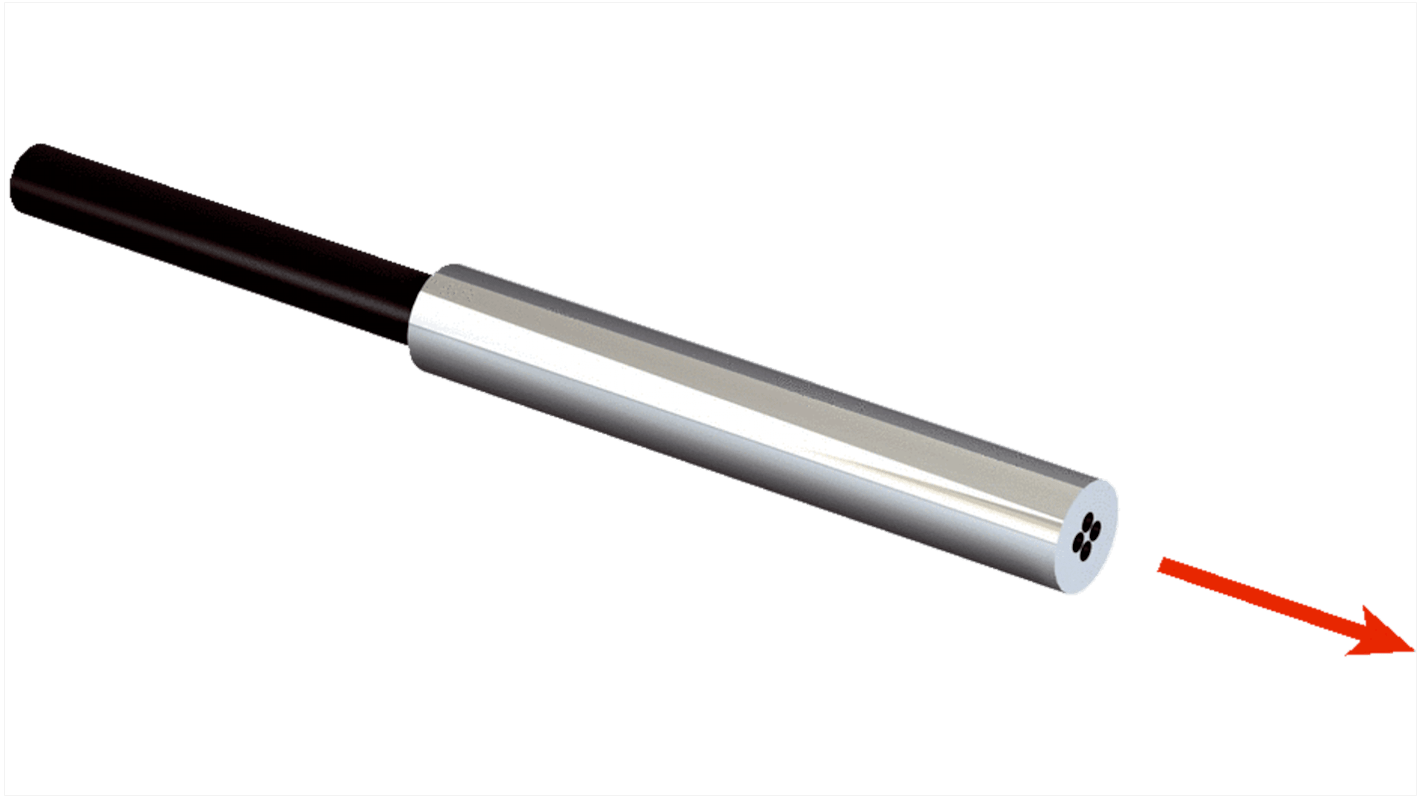 Sensore per fibre ottiche Sick LL3-TR03, montaggio su cavo, rilevamento fino a 1100 mm, custodia in acciaio inox, operatività da -40°C a +70°C.