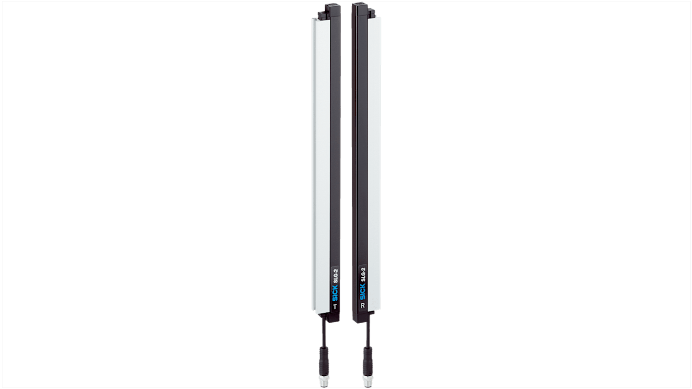 Griglia luminosa Sick SLG10S-060SAR11D41, rilevamento senza zone cieche, 600 mm, IP65/IP67, dimensioni 599.2 x 11.8 x 24.1 mm.